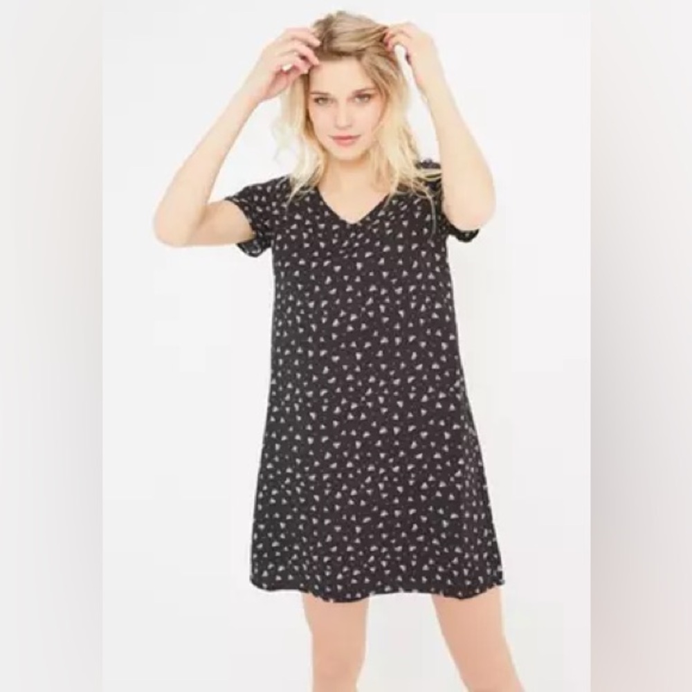 🇫🇷Promod Black and White Sheath Understated Dress V-Neck Short Sleeve-XS